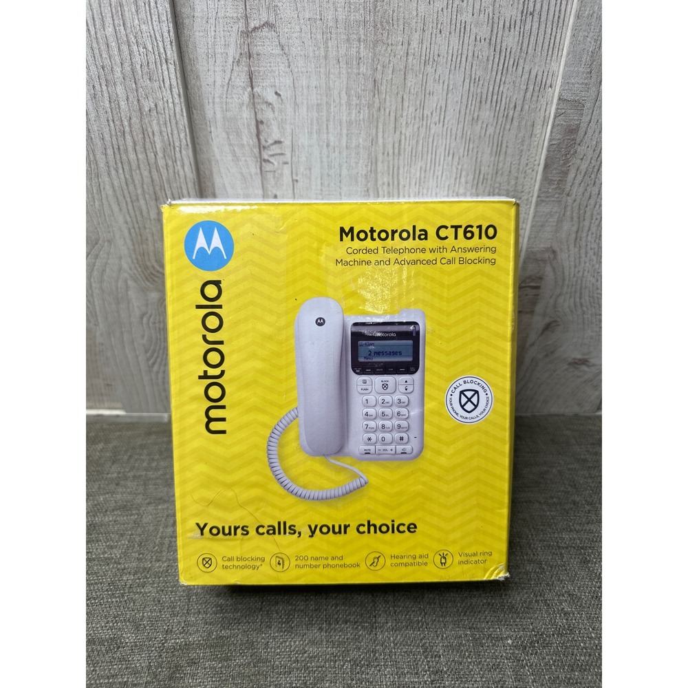 Motorola CT610 Corded Telephone Answering Machine Call Blocking White